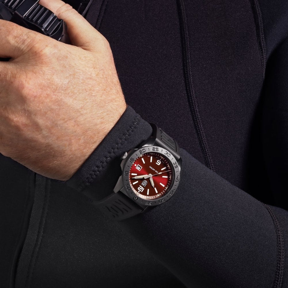 Luminox Men's Pacific Diver 44mm Red Dial Rubber Strap Watch