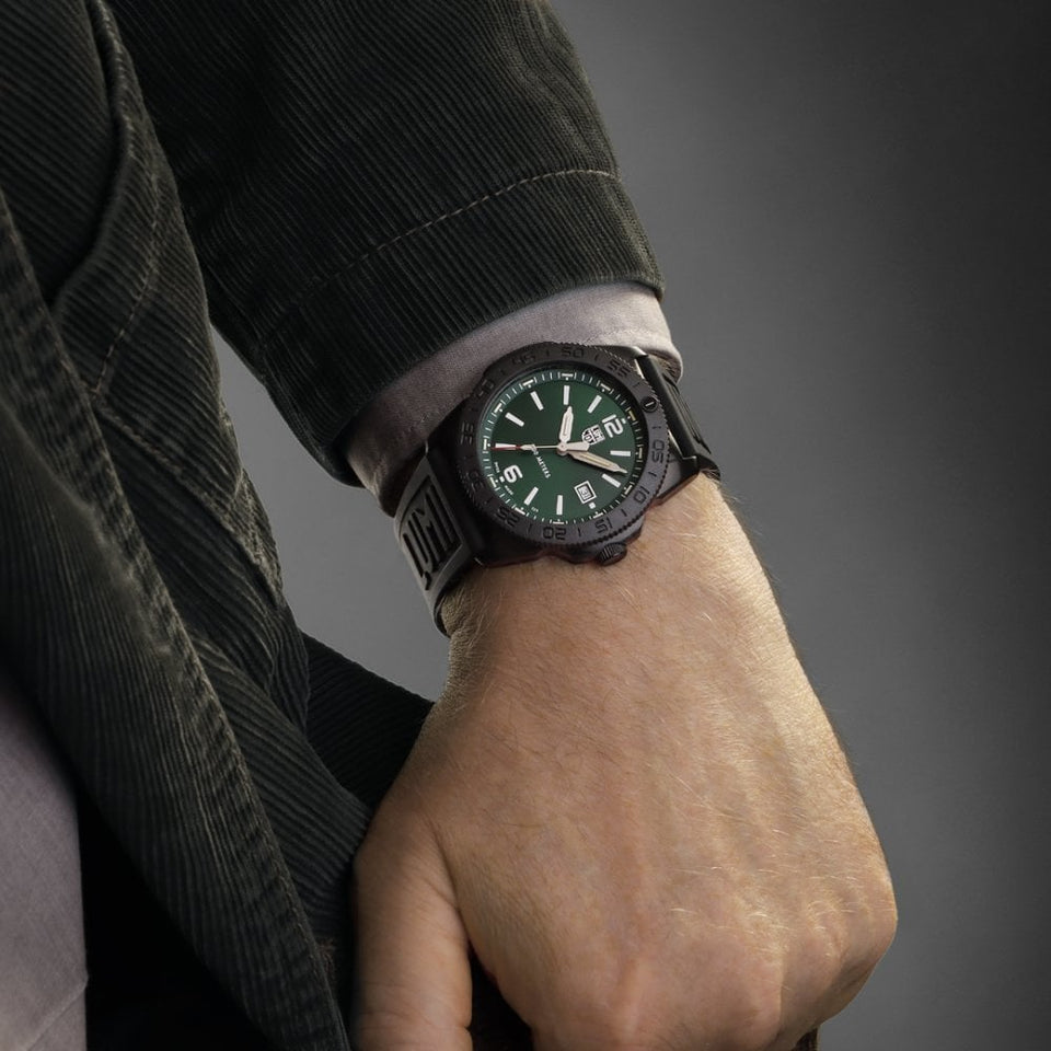 Luminox Men's Pacific Diver Green Dial Rubber Strap Watch