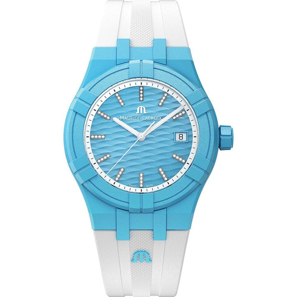 Maurice Lacroix AIKON #TIDE Crystal Set 40mm Watch, Cyan/White