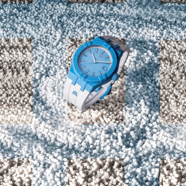 Maurice Lacroix AIKON #TIDE Crystal Set 40mm Watch, Cyan/White
