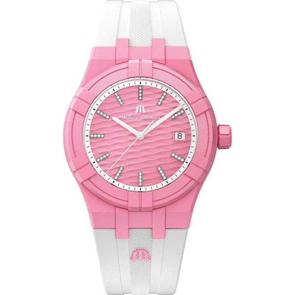 Maurice Lacroix AIKON #TIDE Crystal Set 40mm Watch, Pastel Pink/White