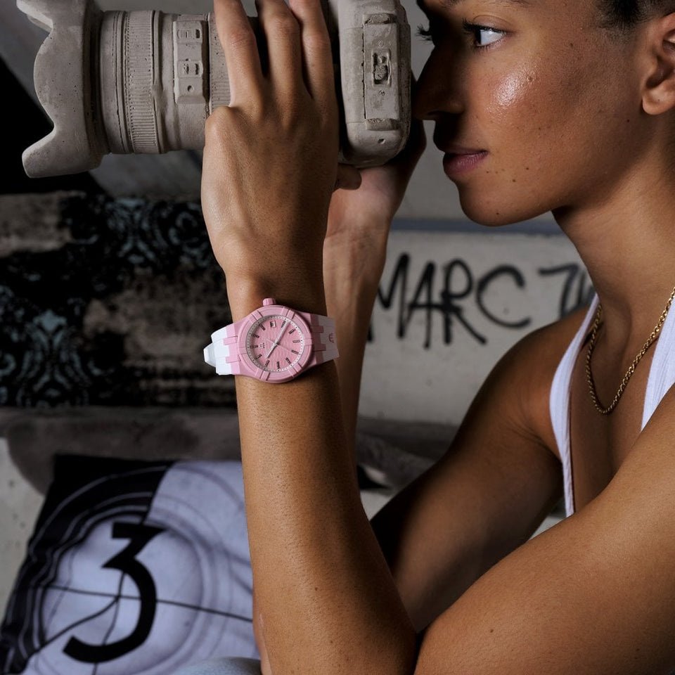 Maurice Lacroix AIKON #TIDE Crystal Set 40mm Watch, Pastel Pink/White