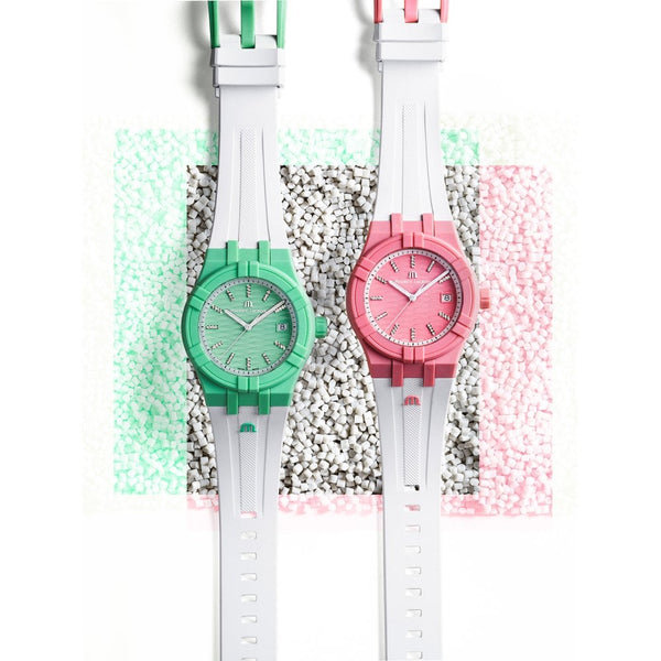 Maurice Lacroix AIKON #TIDE Crystal Set 40mm Watch, Pastel Pink/White