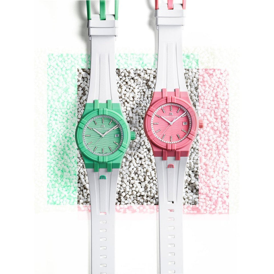 Maurice Lacroix AIKON #TIDE Crystal Set 40mm Watch, Pastel Pink/White