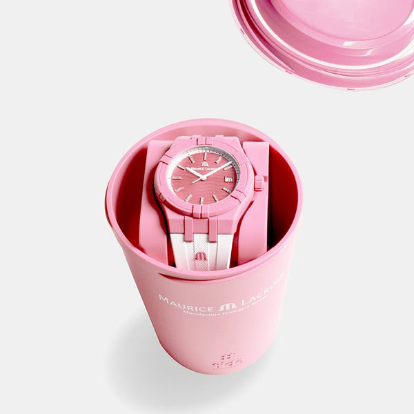 Maurice Lacroix AIKON #TIDE Crystal Set 40mm Watch, Pastel Pink/White