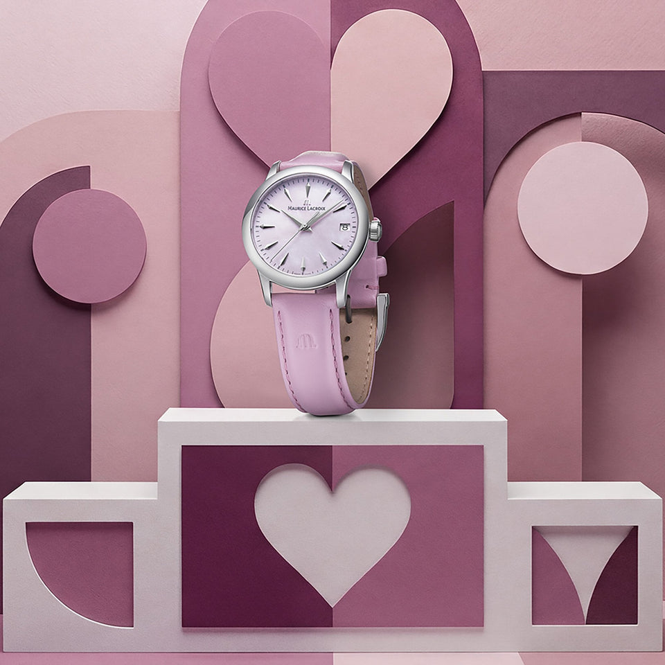 Maurice Lacroix Ladies 1975 33mm Mother of Pearl Pink Strap Watch