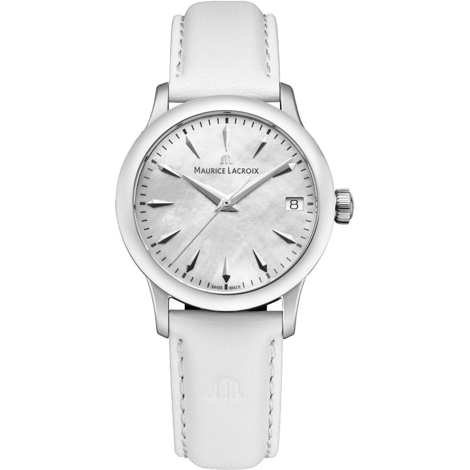 Maurice Lacroix Ladies 1975 33mm Mother of Pearl White Strap Watch