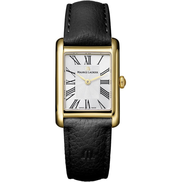 Maurice Lacroix Ladies Fiaba Square 24mm Black Strap Gold Colour Watch