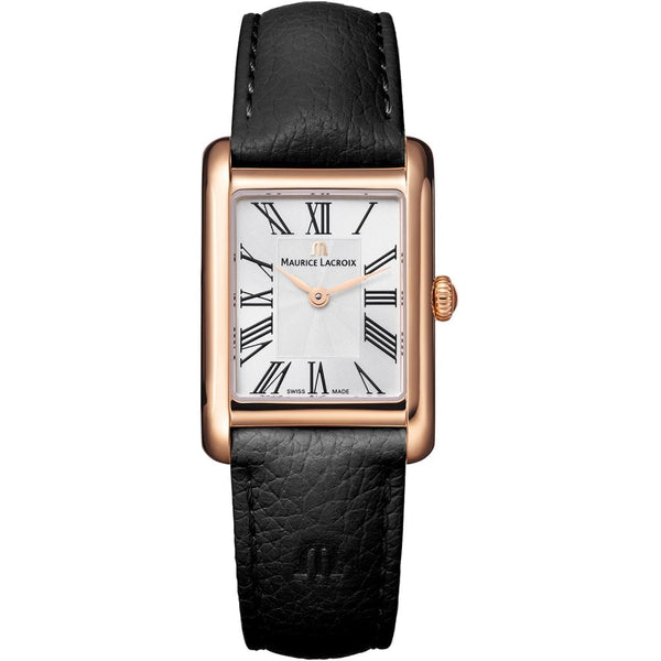Maurice Lacroix Ladies Fiaba Square 24mm Black Strap Rose Colour Watch