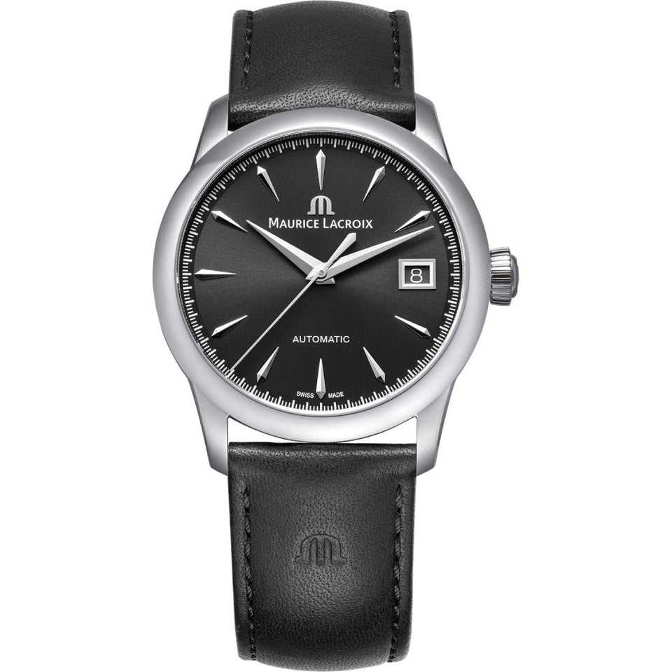 Maurice Lacroix Men's 1975 36mm Automatic Black Leather Watch