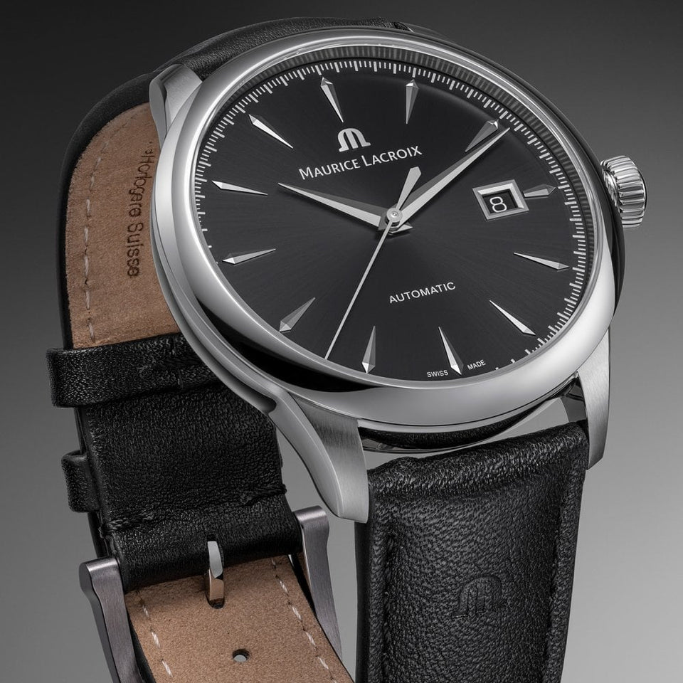 Maurice Lacroix Men's 1975 36mm Automatic Black Leather Watch