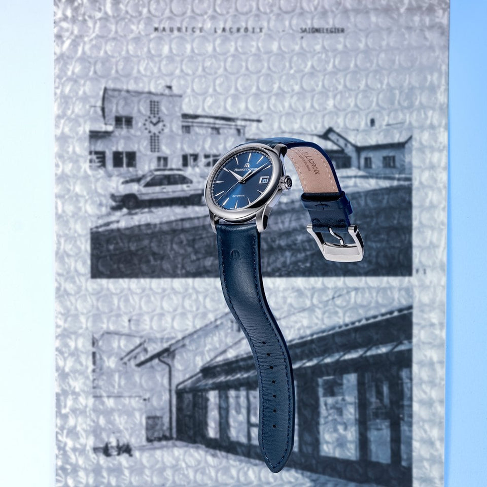 Maurice Lacroix Men's 1975 36mm Automatic Blue Leather Watch