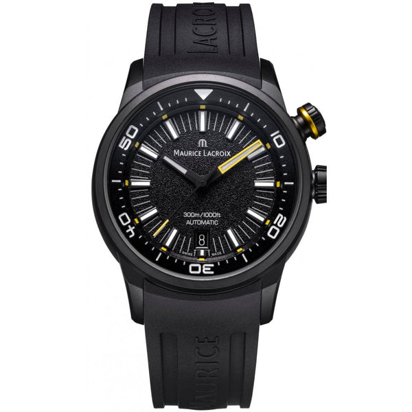 Maurice Lacroix Men's Pontos S Diver 42mm Black Dial Rubber Strap Watch