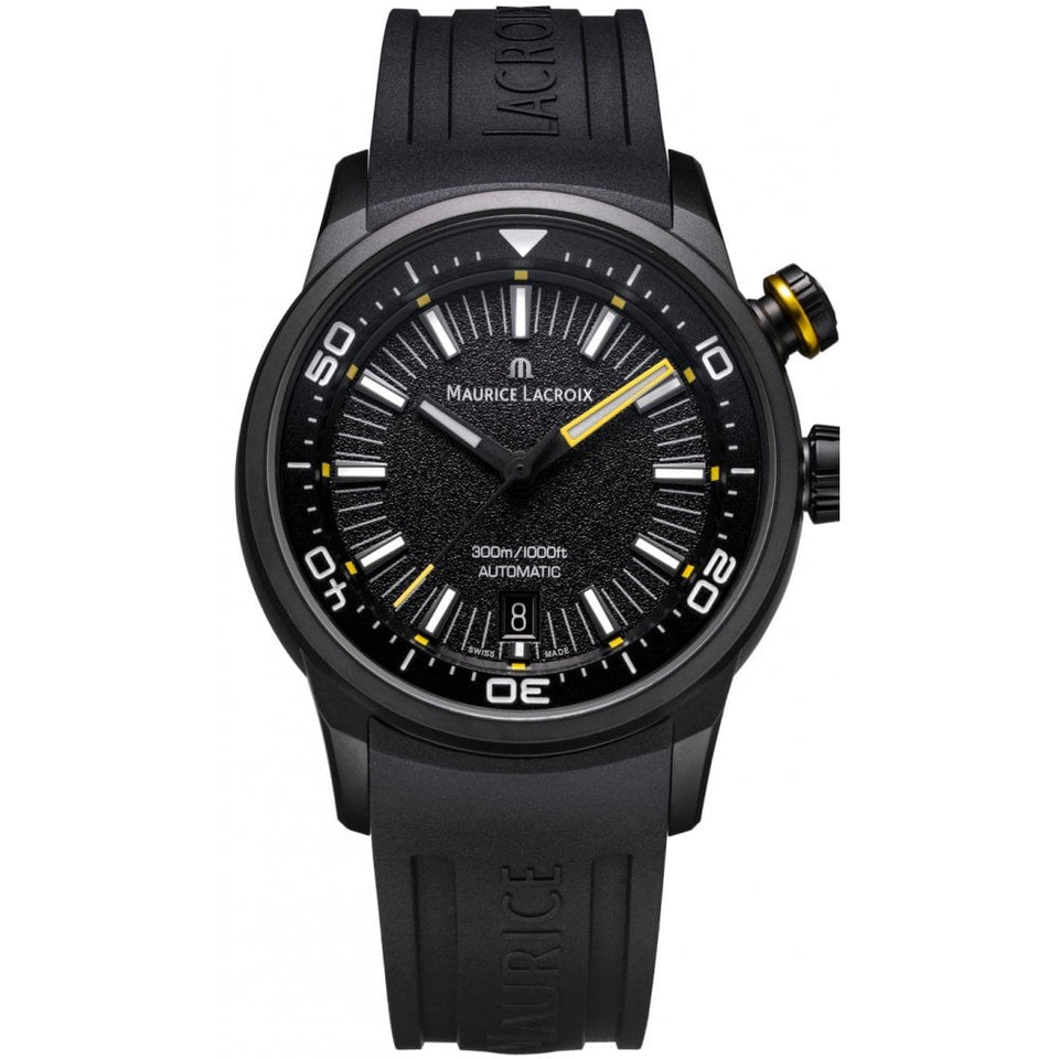 Maurice Lacroix Men's Pontos S Diver 42mm Black Dial Rubber Strap Watch