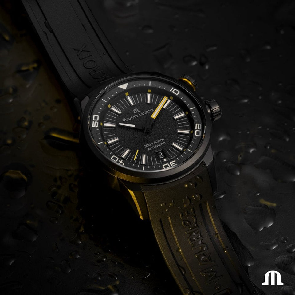 Maurice Lacroix Men's Pontos S Diver 42mm Black Dial Rubber Strap Watch
