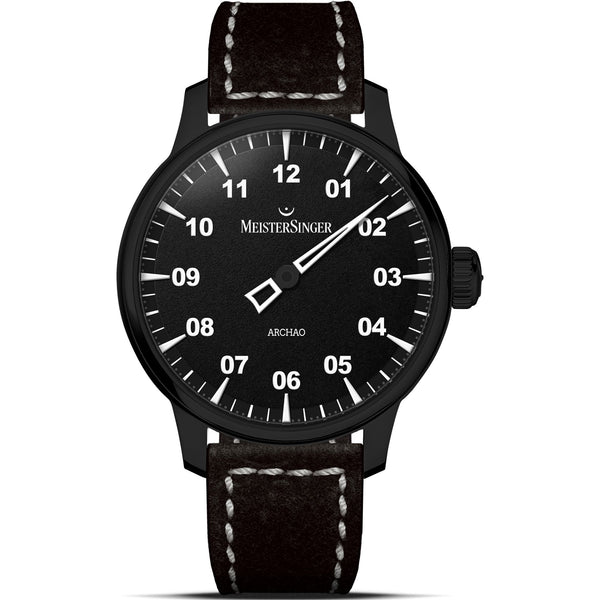 MeisterSinger Mens Archao 43mm Black Dial Automatic Watch