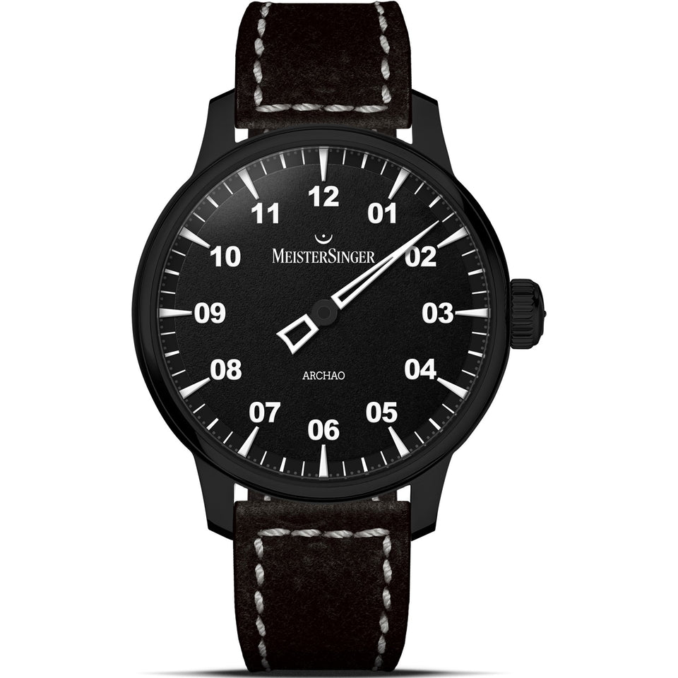 MeisterSinger Mens Archao 43mm Black Dial Automatic Watch