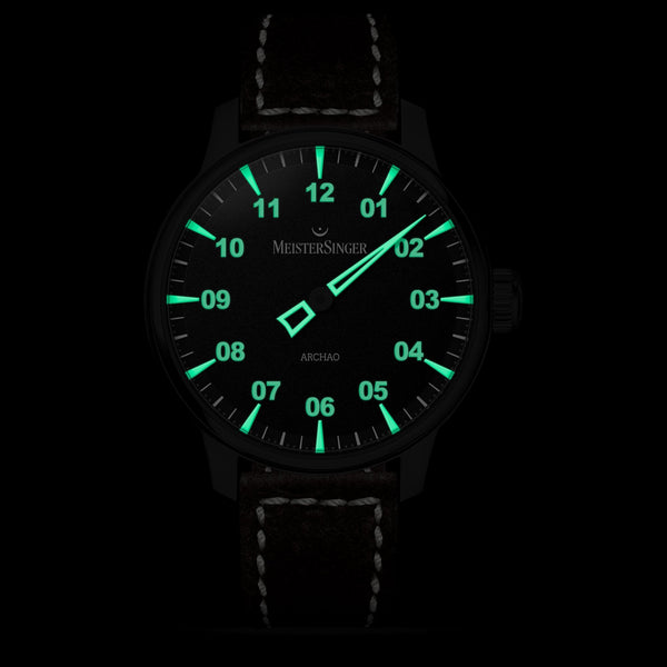 MeisterSinger Mens Archao 43mm Black Dial Automatic Watch