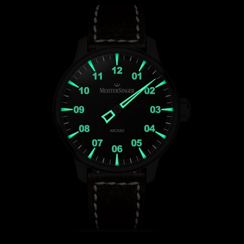 MeisterSinger Mens Archao 43mm Black Dial Automatic Watch