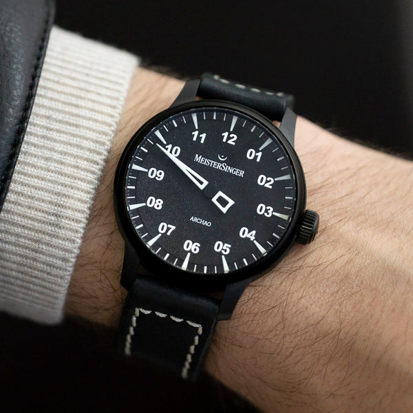 MeisterSinger Mens Archao 43mm Black Dial Automatic Watch