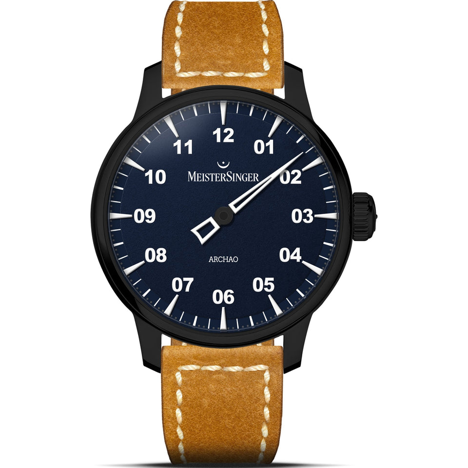 MeisterSinger Mens Archao 43mm Blue Dial Automatic Watch