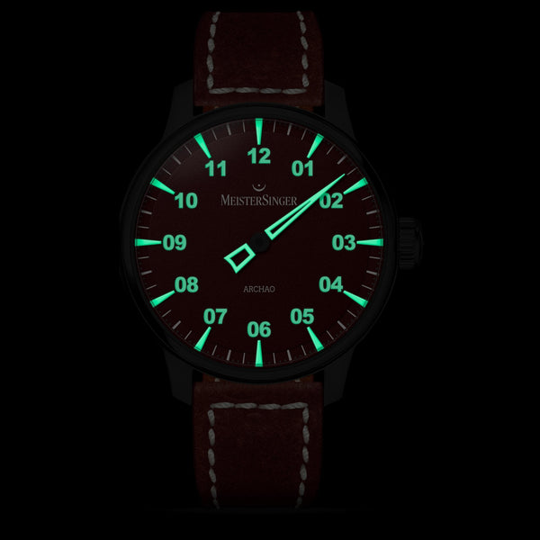 MeisterSinger Mens Archao 43mm Burgundy Dial Automatic Watch