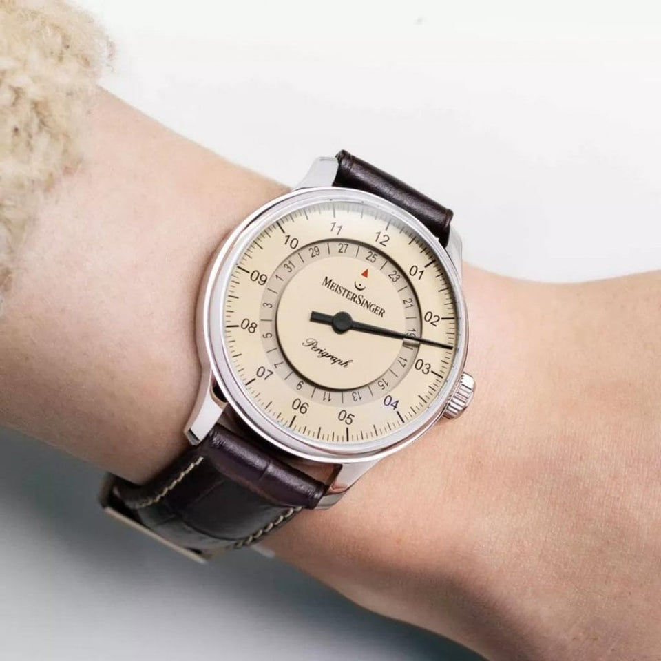 MeisterSinger Perigraph 38mm Ivory Automatic Single-hand Watch