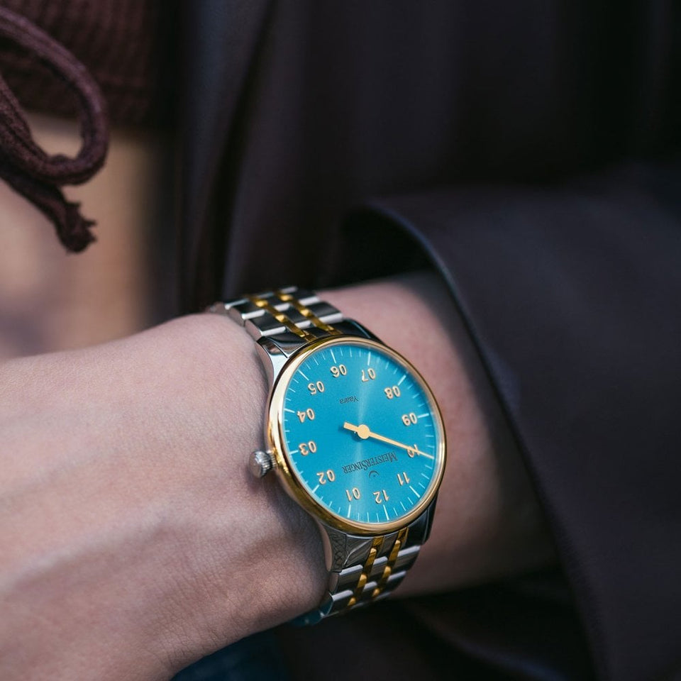 MeisterSinger Ladies Yaara 36mm Blue Dial Two Tone Automatic Watch