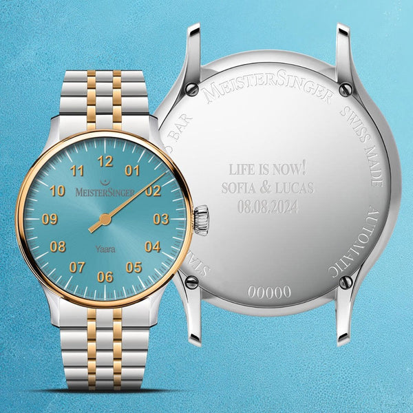 MeisterSinger Ladies Yaara 36mm Blue Dial Two Tone Automatic Watch