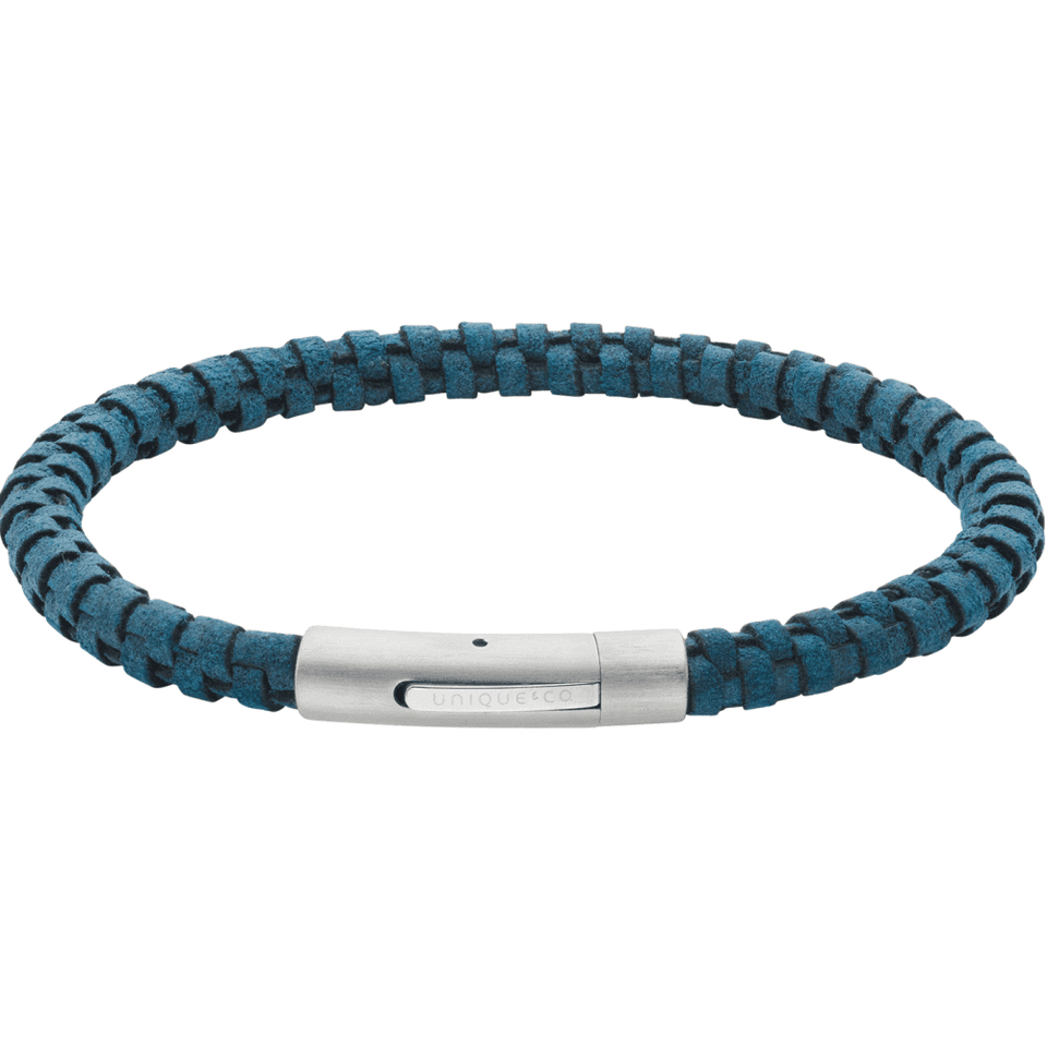 Unique & Co Men's Green Pine Leather Black Edge Bracelet