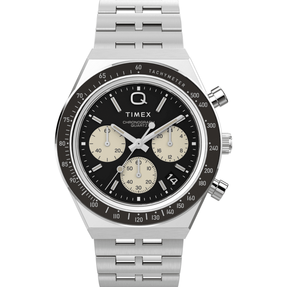 Timex Men's Q Timex 40mm Black Dial Bracelet Watch