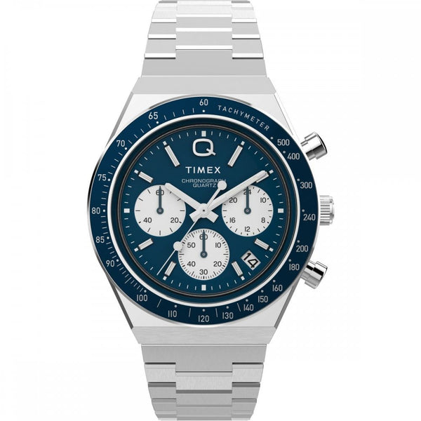 Timex Mens Q Timex 40mm Blue Dial Chronograph Watch