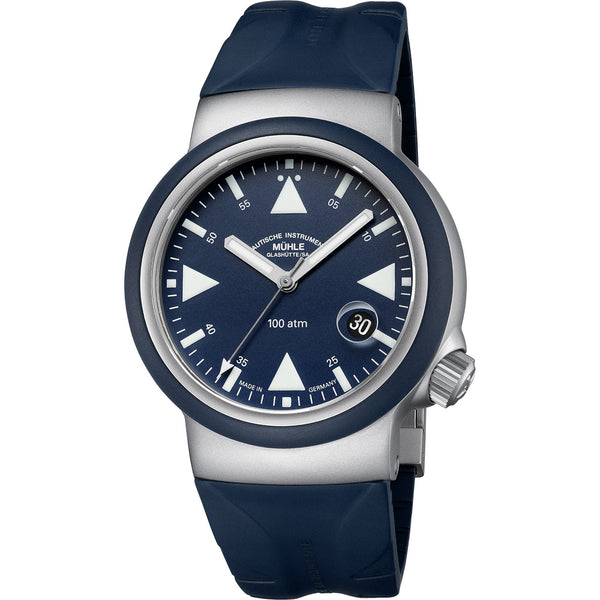 Mühle Glashütte Men's S.A.R. Rescue Timer LUMEN Blue Rubber Strap Watch