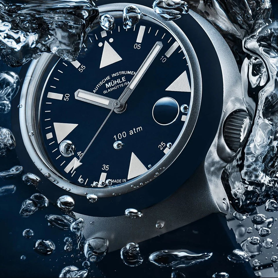Mühle Glashütte Men's S.A.R. Rescue Timer LUMEN Blue Rubber Strap Watch
