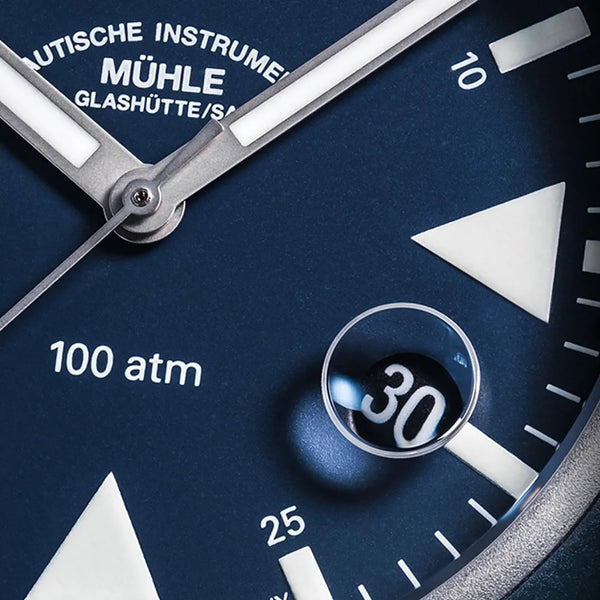 Mühle Glashütte Men's S.A.R. Rescue Timer LUMEN Blue Rubber Strap Watch