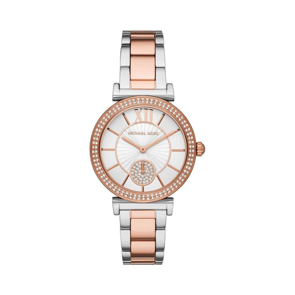 Michael Kors Ladies Abbey Two Tone Stone Set Bracelet Watch