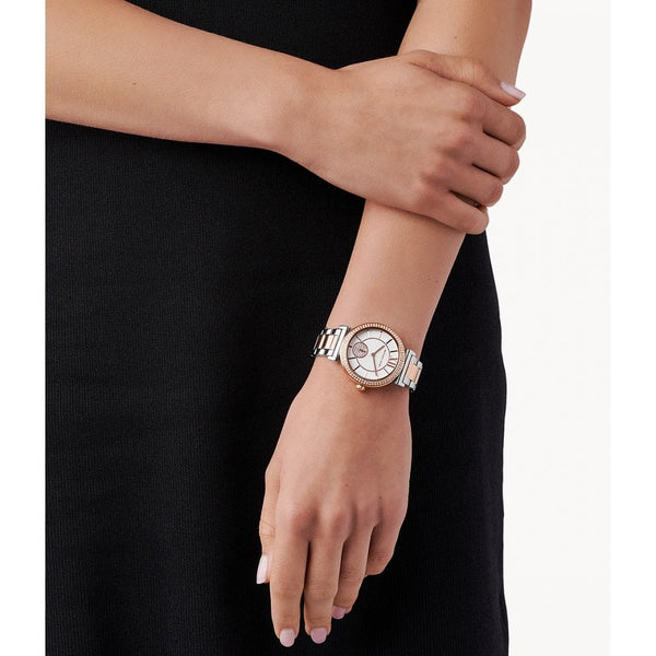 Michael Kors Ladies Abbey Two Tone Stone Set Bracelet Watch