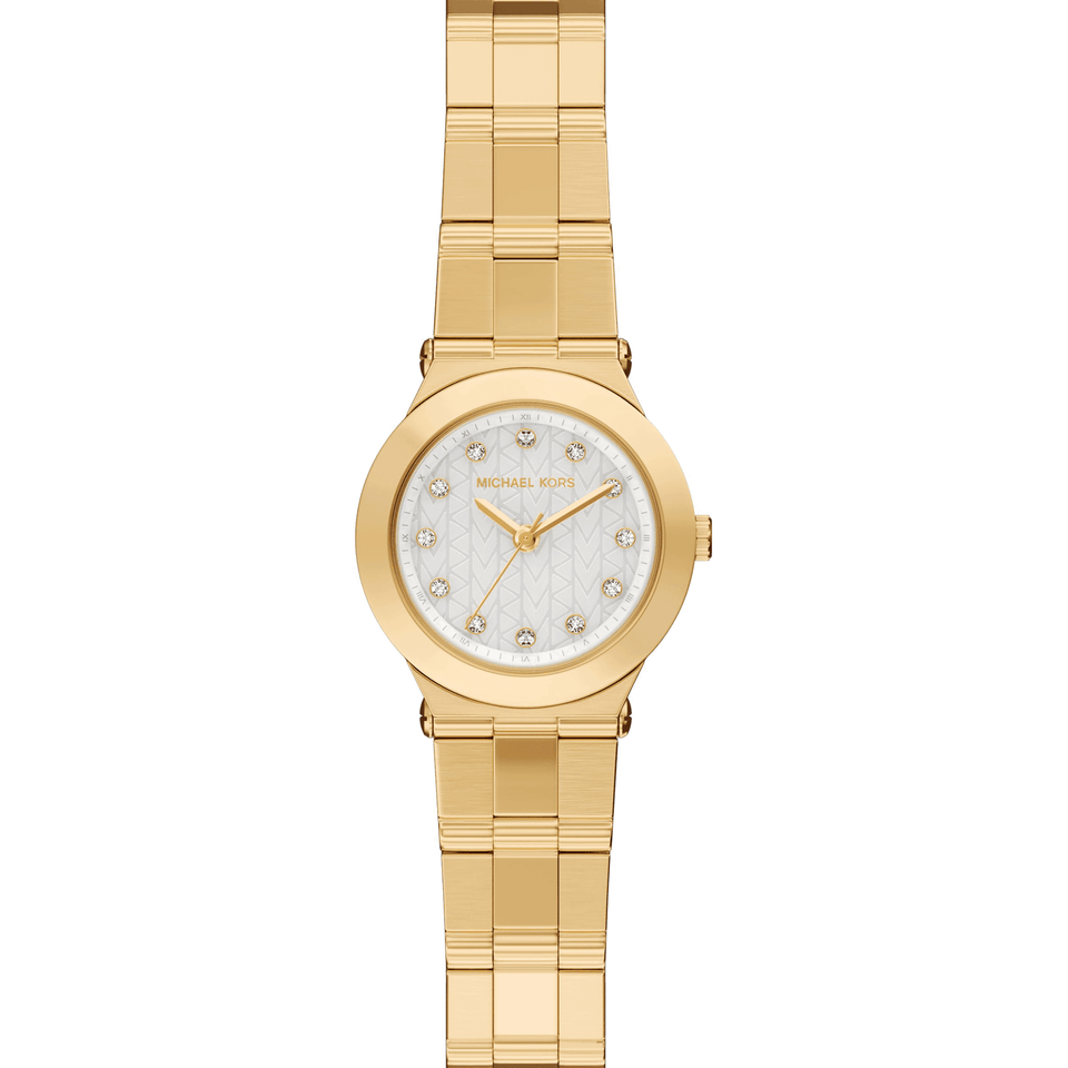Michael Kors Ladies Billie Stone Set White Dial Gold Plated Bracelet Watch