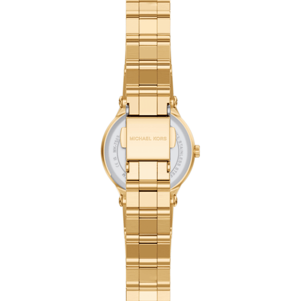 Michael Kors Ladies Billie Stone Set White Dial Gold Plated Bracelet Watch