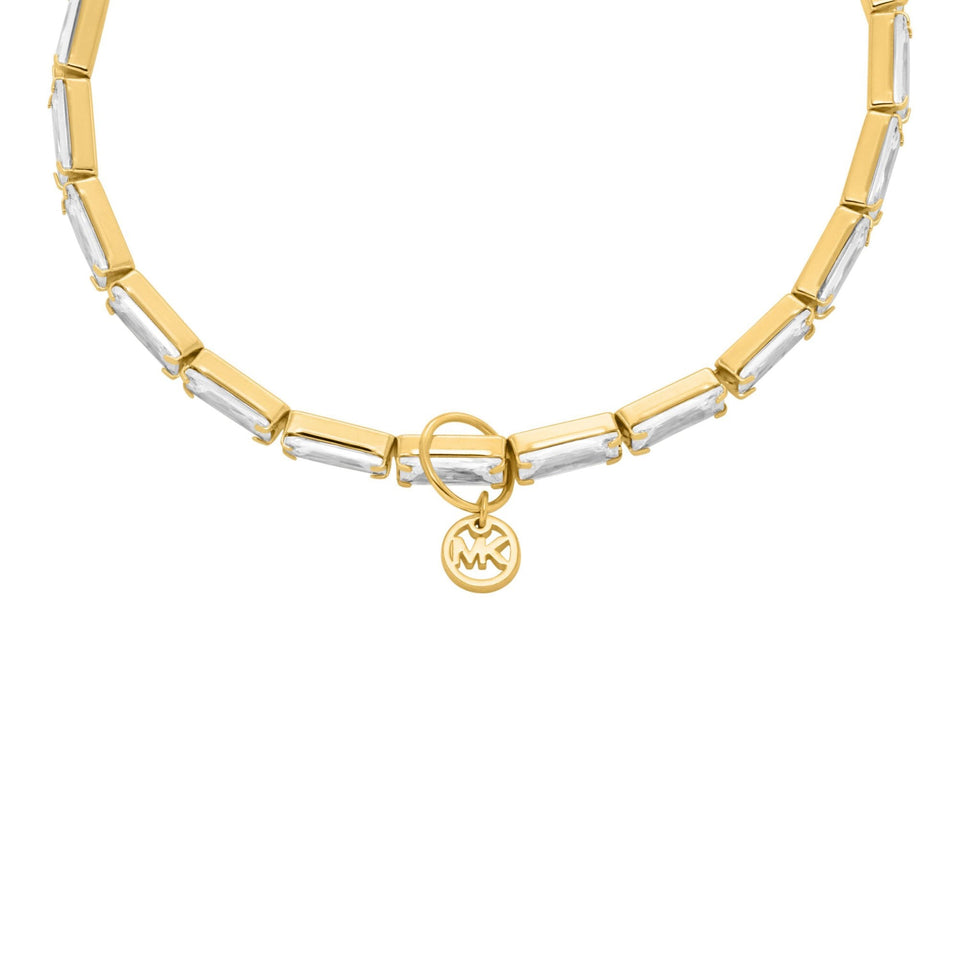 Michael Kors Ladies Brilliance Gold Toned Rectangle Stone Set Bracelet