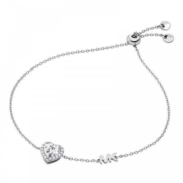 Michael Kors Ladies Brilliance Heart Stone Set Heart Slider Bracelet