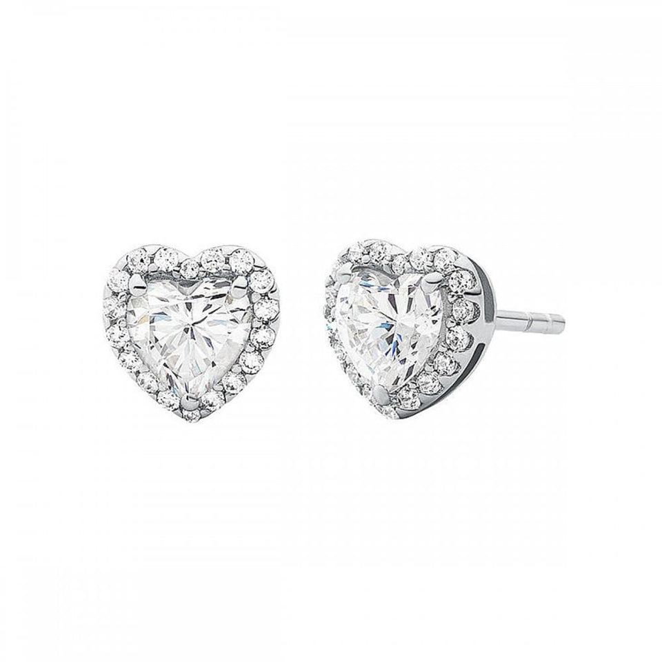 Michael Kors Ladies Brilliance Stone Set Heart Stud Earrings