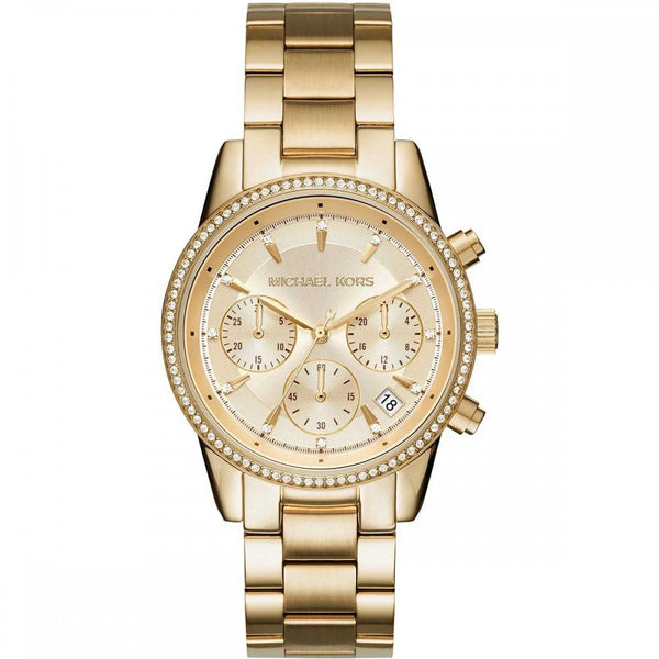 Michael Kors Ladies Bryant 37mm Gold Plated Stone Set Watch