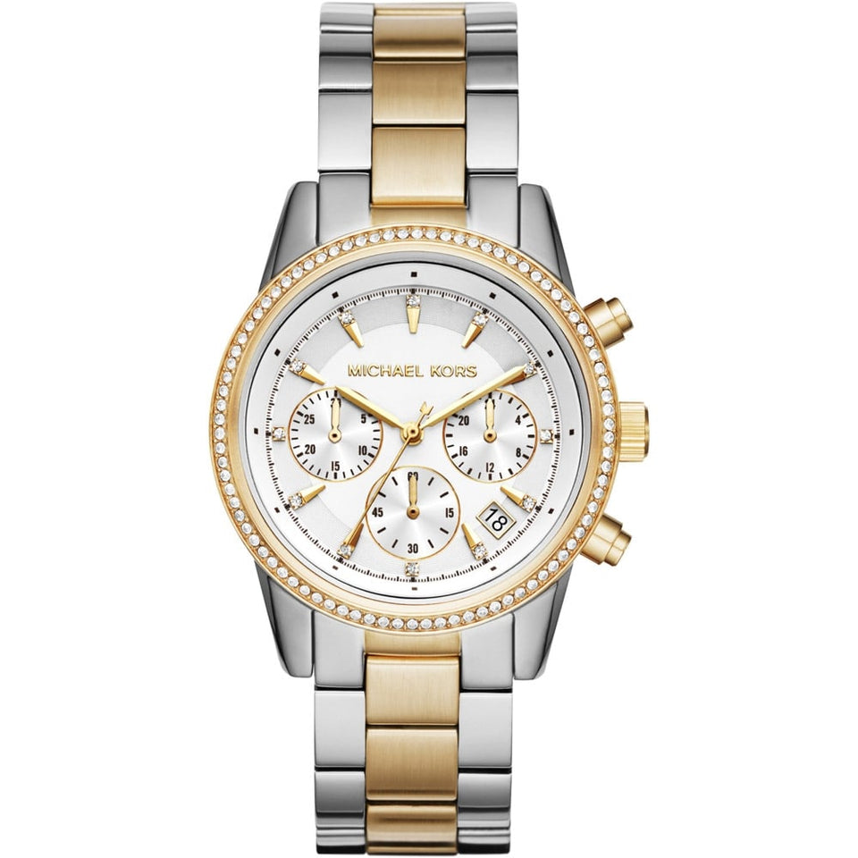 Michael Kors Ladies Bryant 37mm Two Tone Chronograph Watch