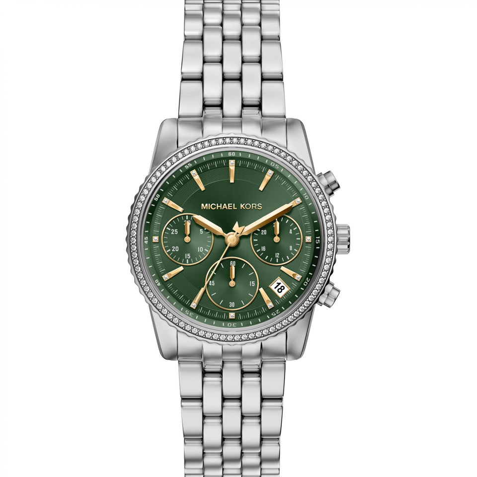 Michael Kors Ladies Bryant Green Dial 35mm Bracelet Watch