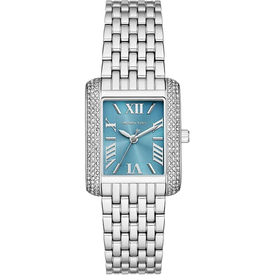 Michael Kors Ladies Emery Rectangle Blue Dial Bracelet Watch