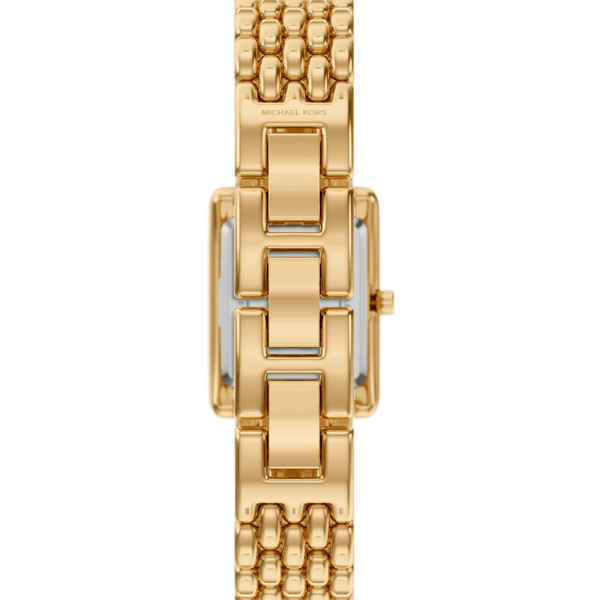 Michael Kors Ladies Essex Rectangular Dial Gold Plated Bracelet Watch