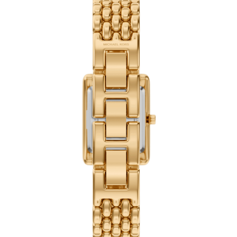 Michael Kors Ladies Essex Rectangular Dial Gold Plated Bracelet Watch
