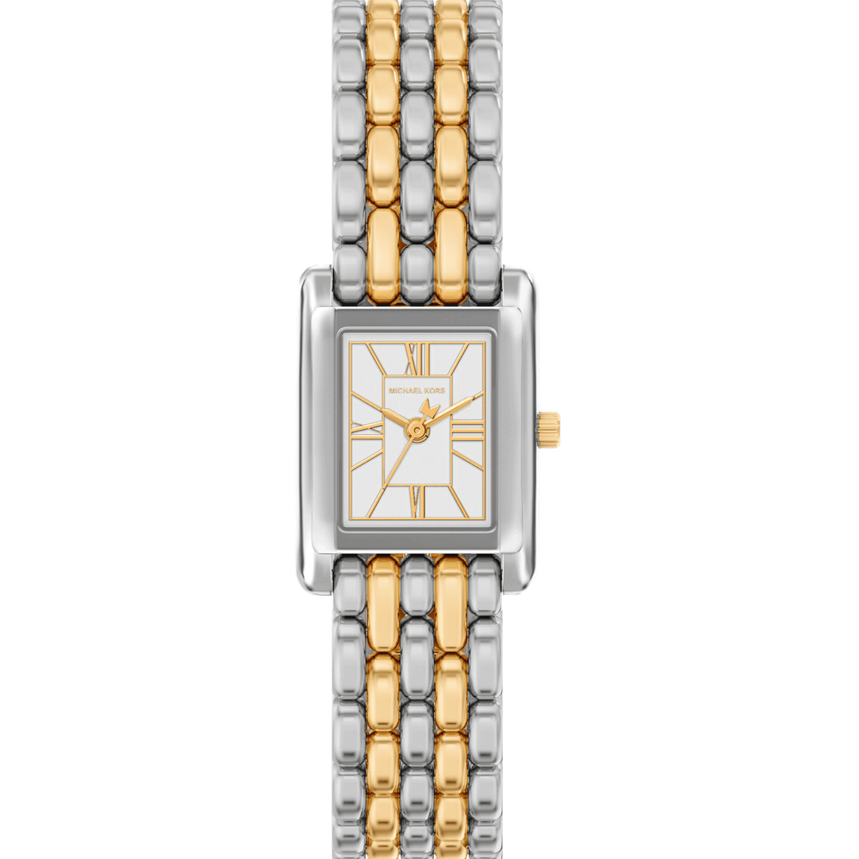 Michael Kors Ladies Essex Rectangular Dial Two Tone Bracelet Watch