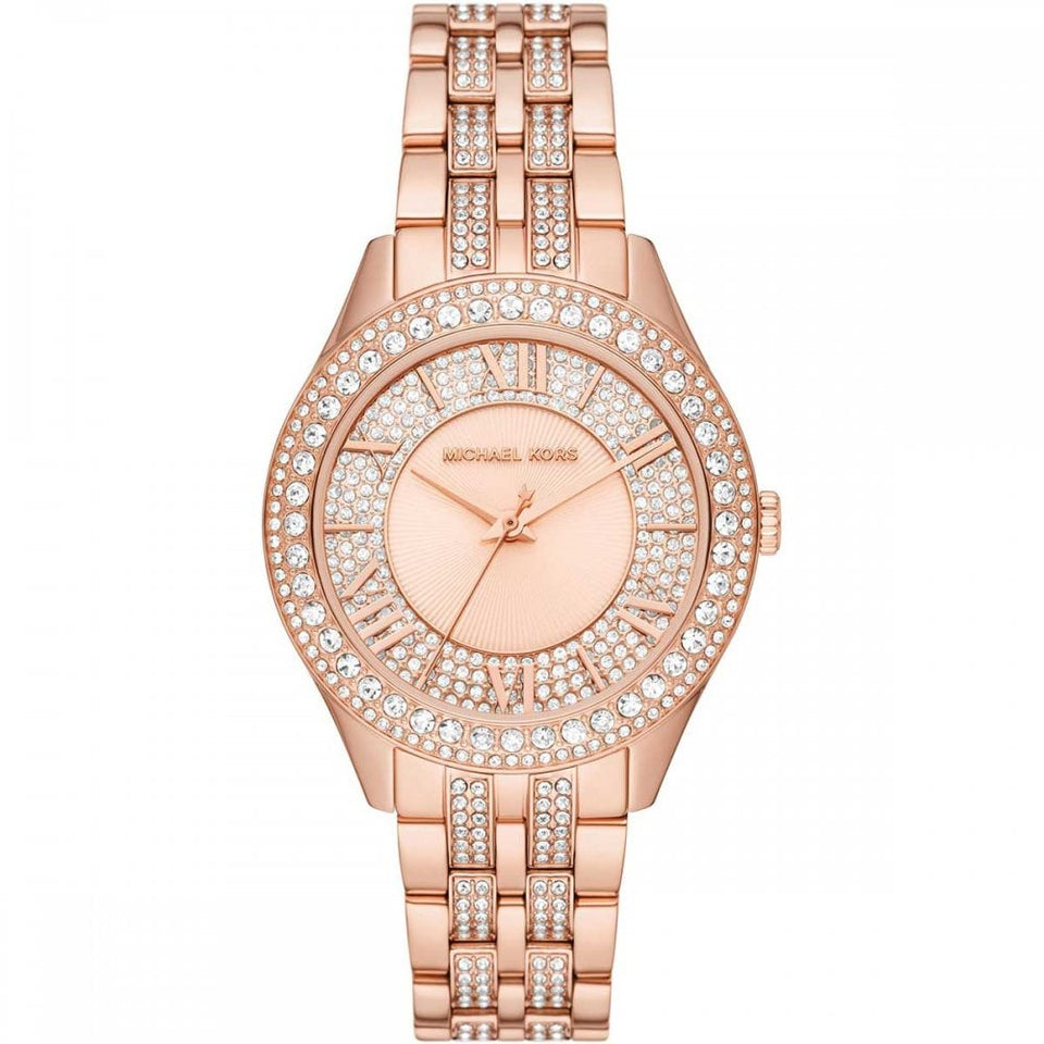 Michael Kors Ladies Harlowe 38mm Stone Set Rose Gold Watch